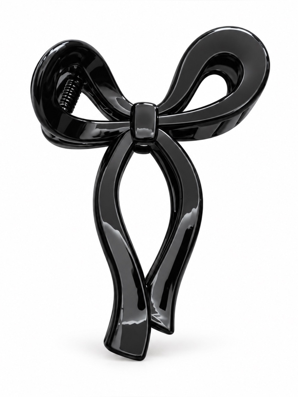 Black Bow Coquette Girl Neutral Matte Large Extra Hold 5" Lobster Claw Hair Clip